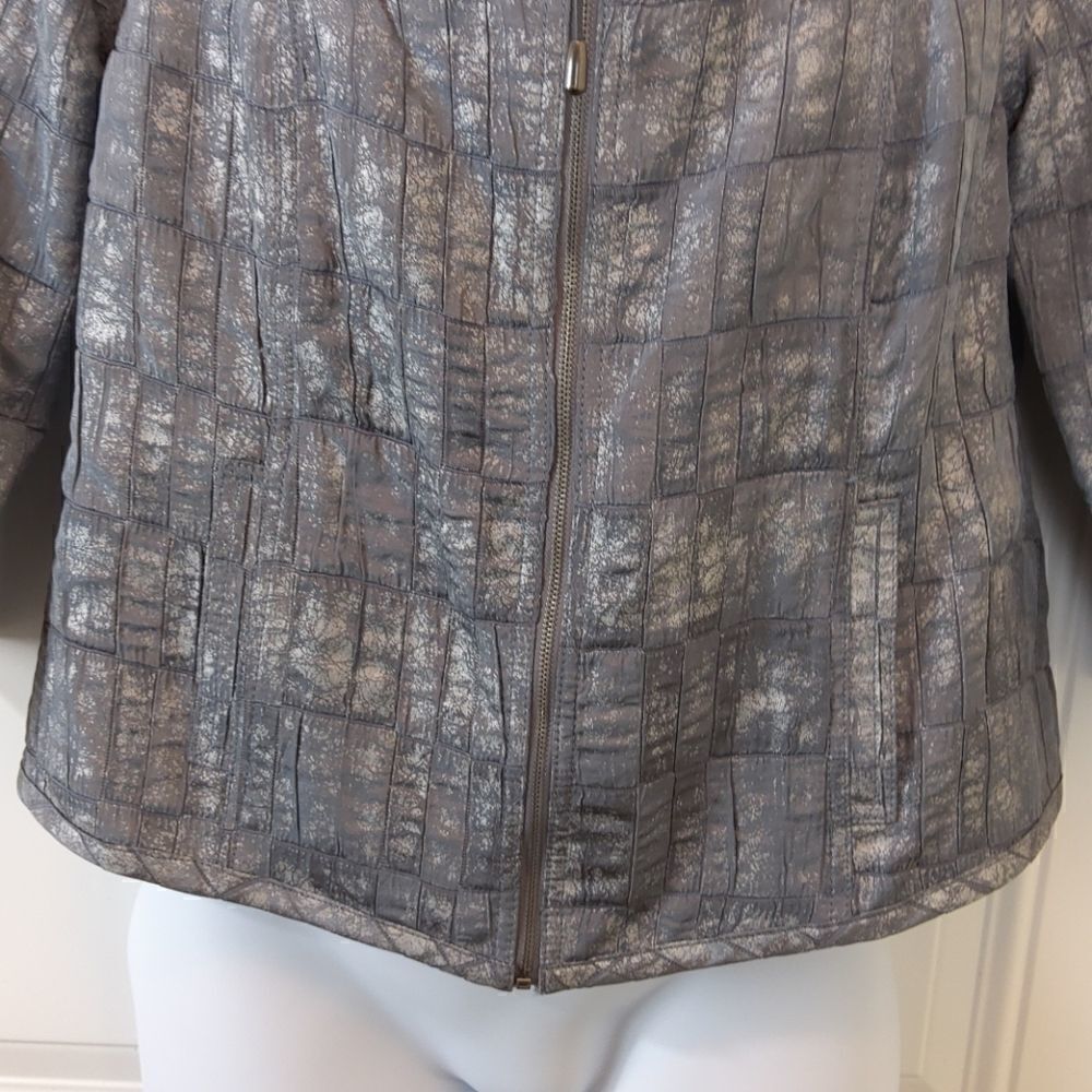 Ruby Rd. Gray 3/4 sleeve zip front jacket - Picture 3 of 12